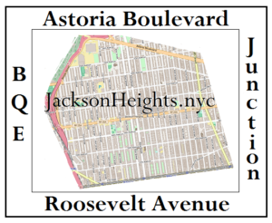 Map showing borders of Greater Jackson Heights